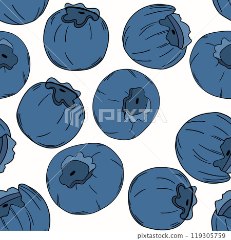 Seamless pattern with blueberry. Natural fresh ripe tasty blueberries. Vector illustration for background, packaging, textile, fabric and various other designs 119305759