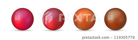 Set with glass colorful balls. Glossy realistic ball, 3D abstract vector illustration highlighted on a white background. Big metal bubble with shadow Set with glass colorful balls. Glossy realistic ball, 3D abstract vector illustration highlighted on a white background. Big metal bubble with shadow 119305778