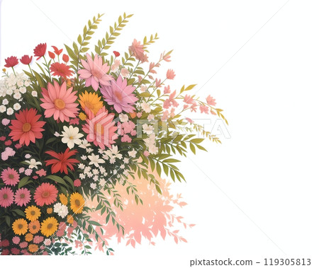 AI-generated colorful flower frame 119305813