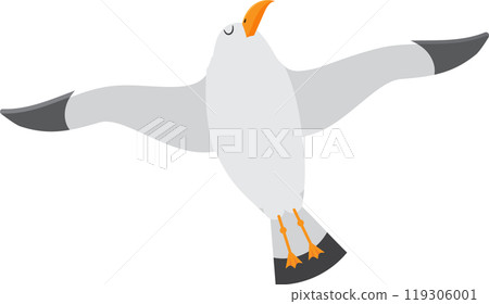Elegant seagull gracefully soaring through the sky, embodying freedom and flight with its white, gray, and orange plumage. Evoking tranquility and simplicity in nature avian wonders Elegant seagull gracefully soaring through the sky, embodying freedom and flight with its white, gray, and orange plumage. Evoking tranquility and simplicity in nature avian wonders 119306001