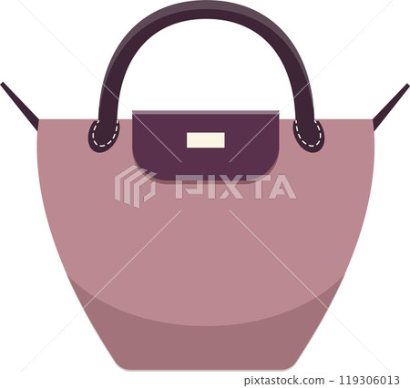 Stylish pink handbag with leather straps and clasps, isolated on white background, perfect for fashion projects 119306013