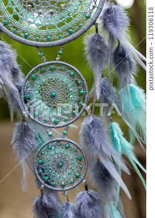 Handmade dream catcher with feathers threads and beads rope hanging Handmade dream catcher with feathers threads and beads rope hanging 119306118