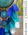 Handmade dream catcher with feathers threads and beads rope hanging 119306135