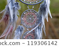 Handmade dream catcher with feathers threads and beads rope hanging 119306142