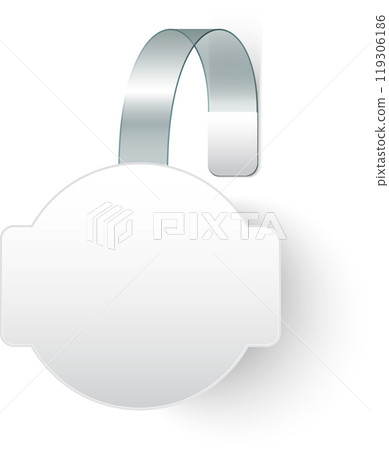 Versatile white wobbler with a transparent hanger for promoting messages in stores. Customize it for marketing, sales, and product displays. Let your message shine. 119306186