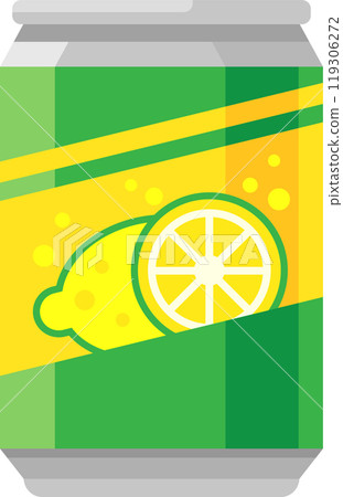 Refreshing citrus soda in aluminum can with lemon and lime label, perfect for summer thirst. Vibrant colors and bold design evoke a cool, bubbly drink Refreshing citrus soda in aluminum can with lemon and lime label, perfect for summer thirst. Vibrant colors and bold design evoke a cool, bubbly drink 119306272