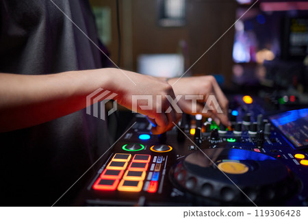 Audio Mixing Console in a Recording Studio with advanced sound production capabilities 119306428