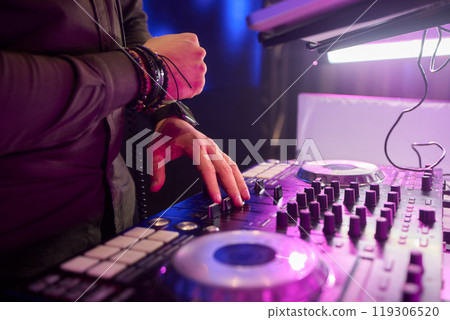 Audio Mixing Console in a Recording Studio with advanced sound production capabilities 119306520