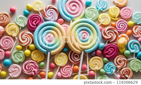 Colorful lollipops! There are lots of them. 119306629