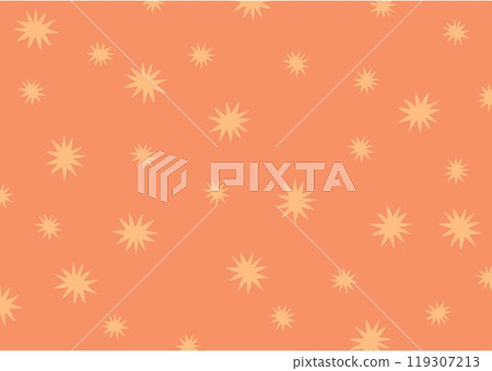 Funky yellow stars burst on orange background. Stock vector illustration in flat style. 119307213