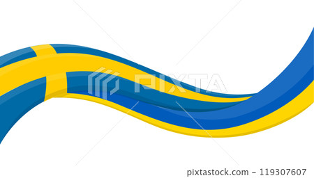 Wavy ribbon banner of Ukraine National flag with Sweden National Flag. Unity and cooperation symbol. Logo for charity and social events, NGO initiative, sport teams. Vector illustration. Wavy ribbon banner of Ukraine National flag with Sweden National Flag. Unity and cooperation symbol. Logo for charity and social events, NGO initiative, sport teams. Vector illustration. 119307607