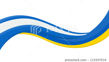 Wavy ribbon banner of Ukraine National flag with Argentina National Flag. Unity and cooperation symbol. Logo for charity social events, NGO, sports team, peace summit. Vector illustration. 119307634