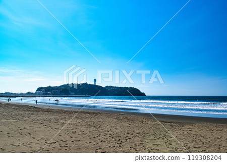 View of Enoshima from Katase Nishihama Kugenuma Beach View of Enoshima from Katase Nishihama Kugenuma Beach 119308204