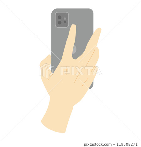 A color illustration of a hand showing a smartphone screen to someone 119308271