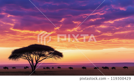 Golden Sunset Over Savannah 119308429