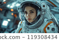 Female Astronaut in Space Suit 119308434