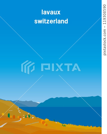 Lavaux Bourg en Lavaux Lake Geneva Switzerland Autumn scenery Lavaux Bourg en Lavaux Lake Geneva Switzerland Autumn scenery 119308590