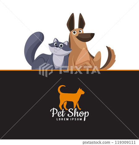 pet shop. cartoon cat and dog identity ads for pet shop pet shop. cartoon cat and dog identity ads for pet shop 119309111