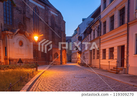 Nikolaiviertel in Mitte on the East Bank of the Spree at dawn, Berlin, Germany 119309270