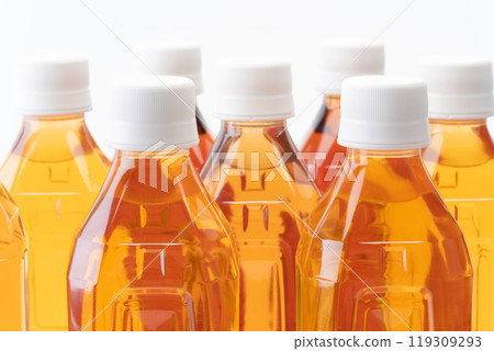各類茶塑膠瓶特寫 各類茶塑膠瓶特寫 119309293
