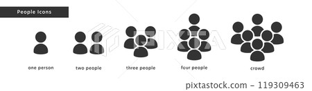 象形圖人圖示集從一個人到多人(黑色和白色) 象形圖人圖示集從一個人到多人(黑色和白色) 119309463