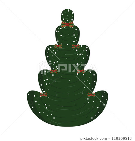 Layered Christmas tree with snowflakes and decorative bows, Vector Layered Christmas tree with snowflakes and decorative bows, Vector 119309513