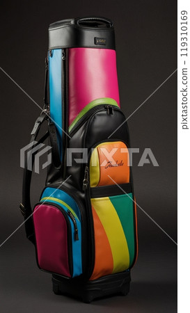 黑色背景中反映的高爾夫球桿盒 119310169