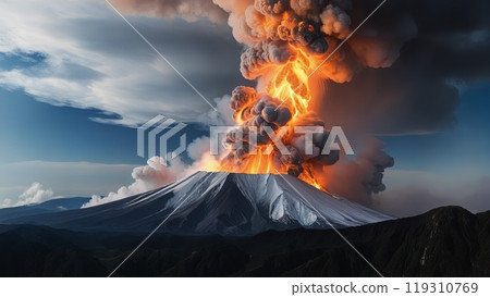 Great eruption of Mt. Fuji / illustration 119310769