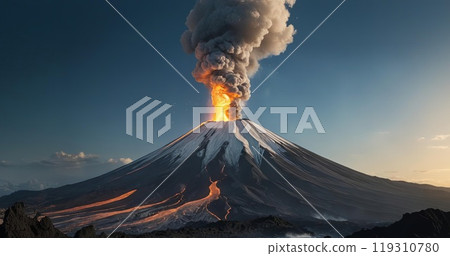 Great eruption of Mt. Fuji / illustration 119310780