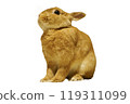 Brown rabbit cutout sitting 119311099