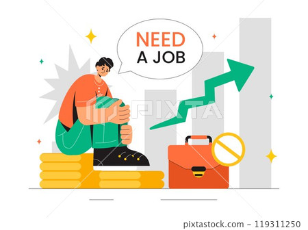 Unemployment Rate Vector Illustration featuring Numerous Individuals Searching for Jobs, Economic Downturns and financial Crises in a Background Unemployment Rate Vector Illustration featuring Numerous Individuals Searching for Jobs, Economic Downturns and financial Crises in a Background 119311250