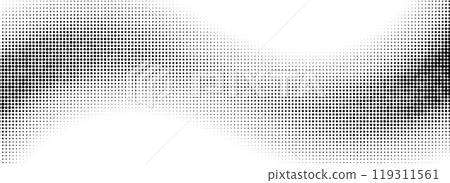 Comic halftone wave background. Dotted curved line wallpaper. Abstract wavy fluid backdrop texture. Black pop art swoosh element for poster, banner, overlay, card, brochure, flyer, leaflet. Vector Comic halftone wave background. Dotted curved line wallpaper. Abstract wavy fluid backdrop texture. Black pop art swoosh element for poster, banner, overlay, card, brochure, flyer, leaflet. Vector 119311561