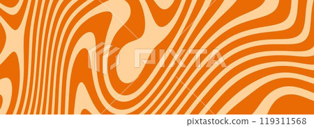 Retro caramel liquid texture. Salted caramel dessert background. Wavy swirl candy pattern for poster, cover, banner, pamphlet, flyer. Nice sweet nougat hippie wallpaper in 60s or 70s style. Vector 119311568