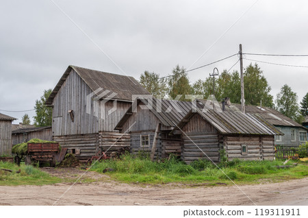 Old barn and sheds in russian village 119311911