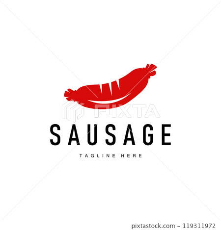 Sausage Logo, Simple barbeque sausage grilled meat design for restaurant business, vector illustration Sausage Logo, Simple barbeque sausage grilled meat design for restaurant business, vector illustration 119311972
