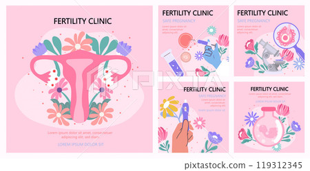 Fertility Clinic and Reproductive Health Illustrations. Vector illustration 119312345