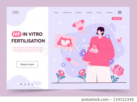 Expectant mother reflecting on in vitro fertilization journey. Vector illustration 119312348