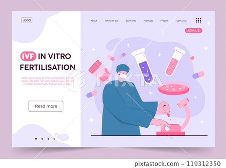 Scientist conducting in vitro fertilization procedure. Vector illustration. 119312350