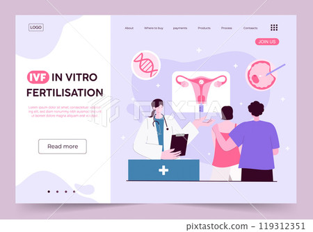 In vitro fertilization consultation with medical professional. Vector illustration. 119312351