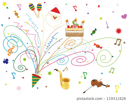 這是舉行派對並用餅乾慶祝聖誕節的插圖。 這是舉行派對並用餅乾慶祝聖誕節的插圖。 119312826