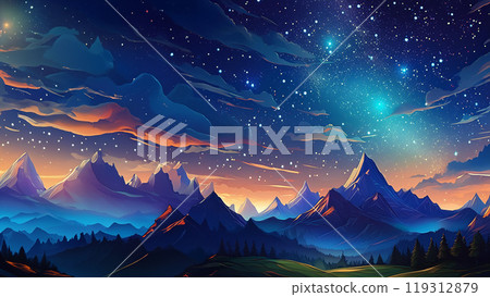 星空和山脈的插圖 119312879