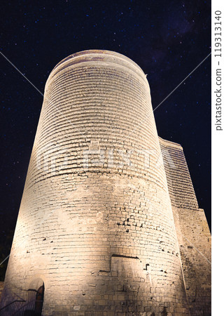 Beautiful night view of the walled city of Baku Old Town Beautiful night view of the walled city of Baku Old Town 119313140