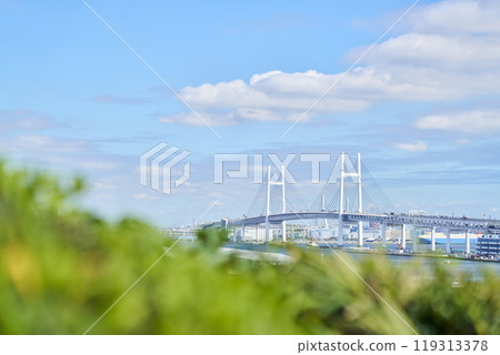 橫濱灣大橋從山上公園,你可以看到海港 橫濱灣大橋從山上公園,你可以看到海港 119313378
