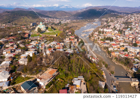 Panoramic view of Kutaisi center with Bagrati Cathedral 119313427