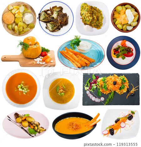 Set of dishes from vegetables 119313555