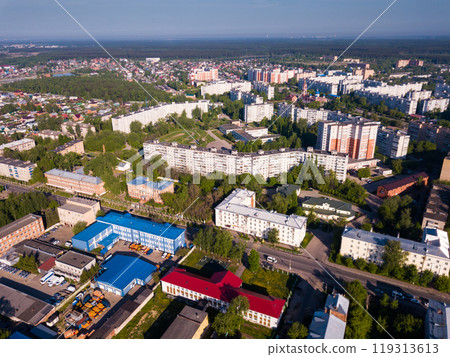 Panoramic view from drone of the residential district city Orekhovo-Zuyevo. Russia 119313613