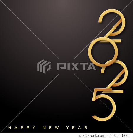 Minimalistic Golden 2025 Happy New Year Modern Design Greeting. Vector Minimalistic Golden 2025 Happy New Year Modern Design Greeting. Vector 119313823