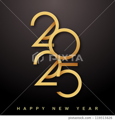 Minimalistic Golden 2025 Happy New Year Modern Design Greeting. Vector Minimalistic Golden 2025 Happy New Year Modern Design Greeting. Vector 119313826