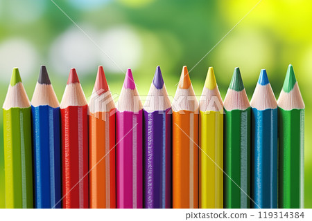 Colorful Pencils on Bright Background 119314384