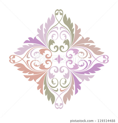 Damask graphic ornament. Floral design element. Colored vector pattern 119314488